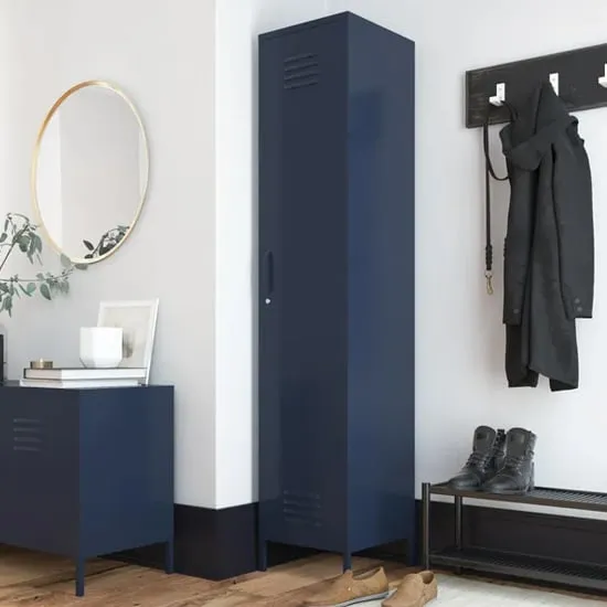 Berlin Tall Storage Cabinet - Navy, Metal