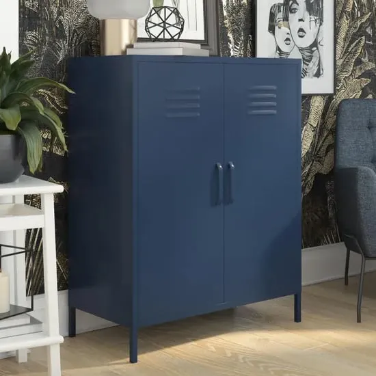 Berlin Tall Storage Cabinet - Navy, Metal