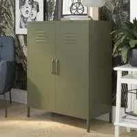 Berlin Tall Storage Cabinet - Olive Green, Metal