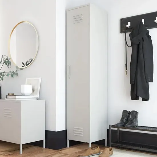 Berlin Tall Storage Cabinet - Taupe, Metal