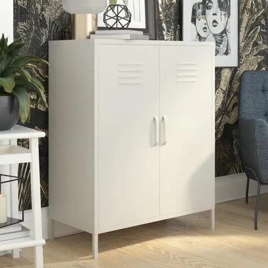 Berlin Tall Storage Cabinet - Taupe, Metal