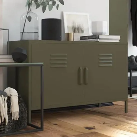 Berlin Wide Storage Cabinet - Green, Metal