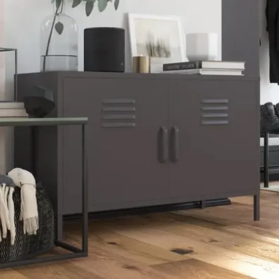Berlin Wide Storage Cabinet - Grey, Metal