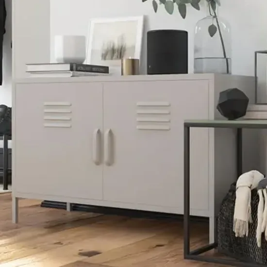 Berlin Wide Storage Cabinet - Taupe, Metal