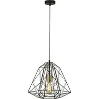 Bern Geometric Cage Ceiling Pendant Light - Matt Black