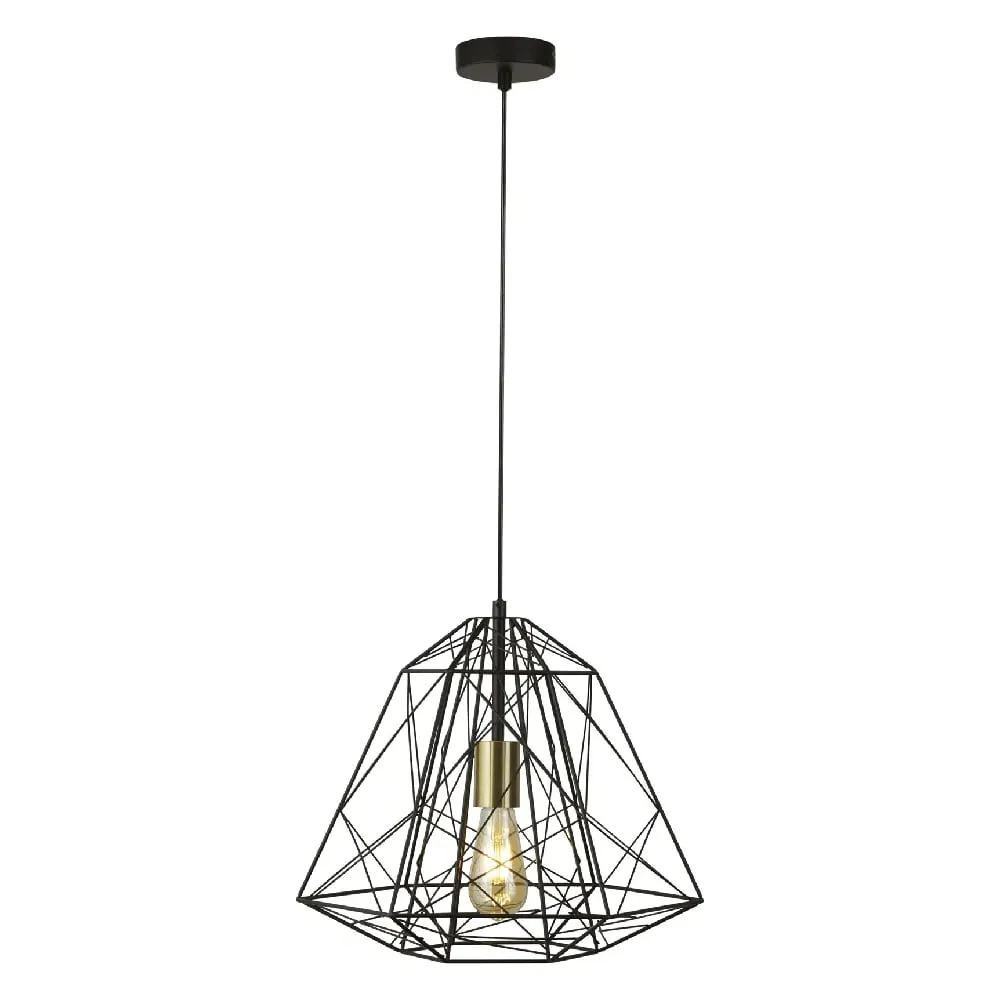 Bern Geometric Cage Ceiling Pendant Light - Matt Black image