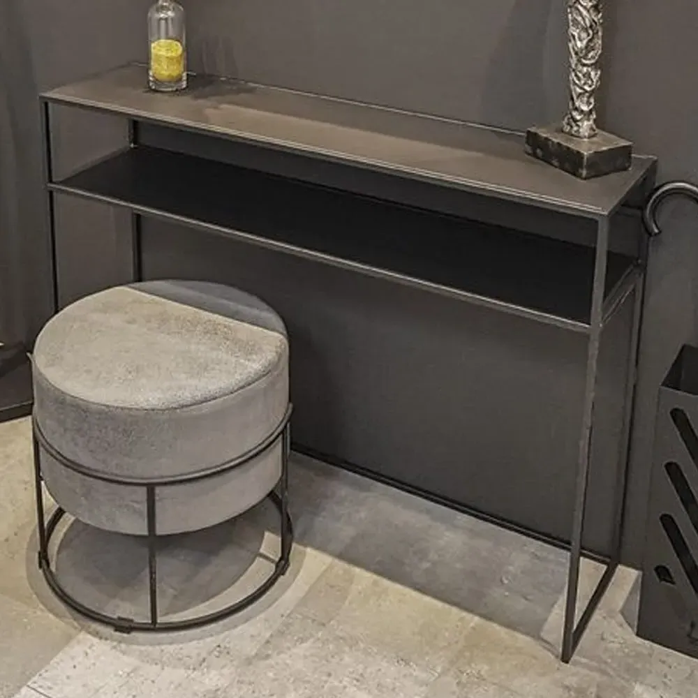 Bernalillo Console Table with Undershelf - Black, Metal image