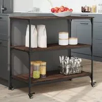 Bernalillo Kitchen Trolley with 3 Shelves - Brown, Wood