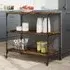 Bernalillo Kitchen Trolley with 3 Shelves - Smoked Oak, Wood