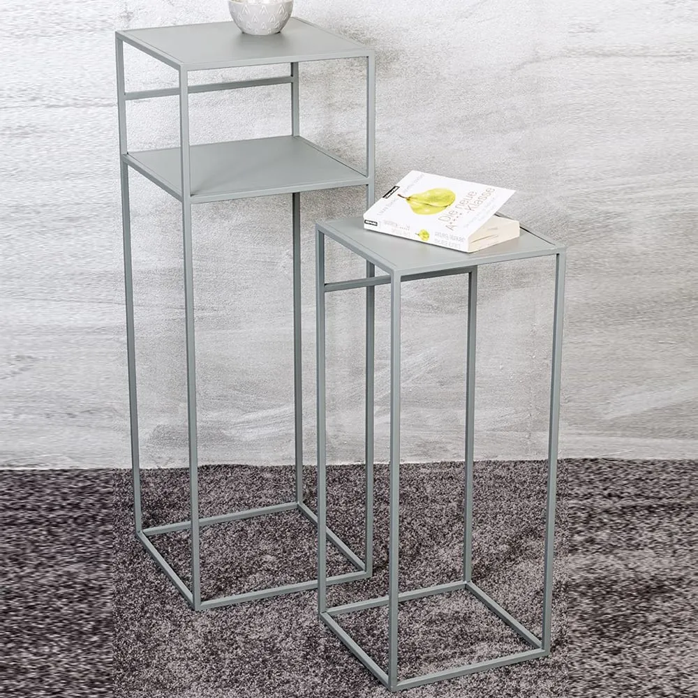 Bernalillo Nest of 2 Tables - Grey, Metal