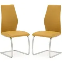 Bernie Dining Chairs with Chrome Frame - Pumpkin, Faux Leather