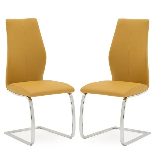 Bernie Dining Chairs with Chrome Frame - Pumpkin, Faux Leather