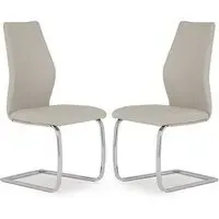 Bernie Dining Chairs with Chrome Frame - Taupe, Faux Leather