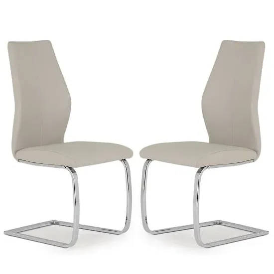 Bernie Dining Chairs with Chrome Frame - Taupe, Faux Leather