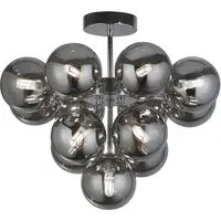 Berry 13 Lights Ceiling Pendant Light - Chrome, Smoked Glass