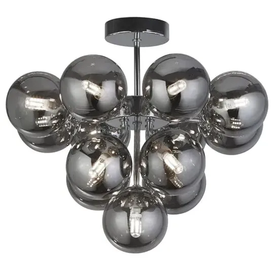 Berry 13 Lights Ceiling Pendant Light - Chrome, Smoked Glass image