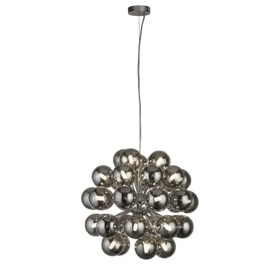 Berry 27 Lights Ceiling Pendant Light - Chrome, Smoked Glass