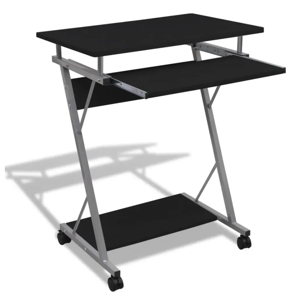 Berwyn Laptop Desk with 2 Shelves - Black, Engineered Wood product