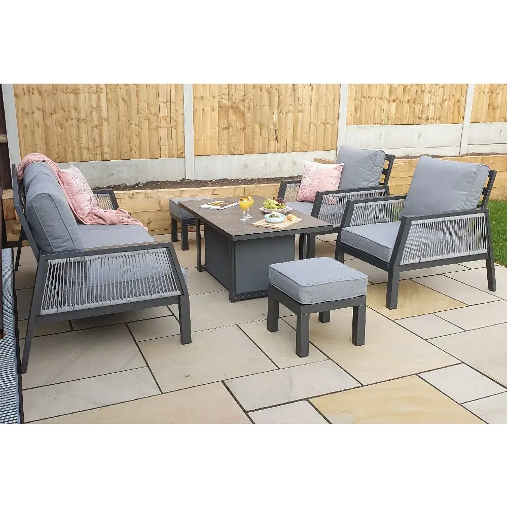 Bessie Glass Top Garden Sofa Dining Set with Gas Lift - Grey