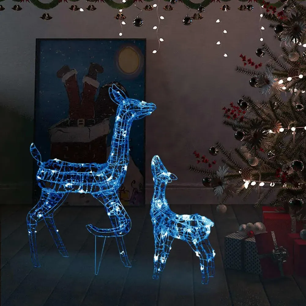 Bethany 160 LED Christmas Reindeer Family - Blue, Acrylic