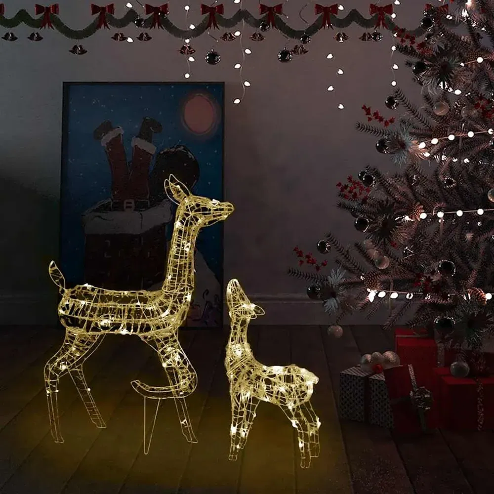 Bethany 160 LED Christmas Reindeer Family - White, Acrylic