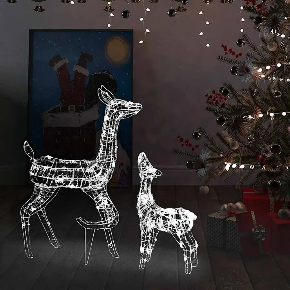 Bethany 160 LED Christmas Reindeer Family - White, Acrylic