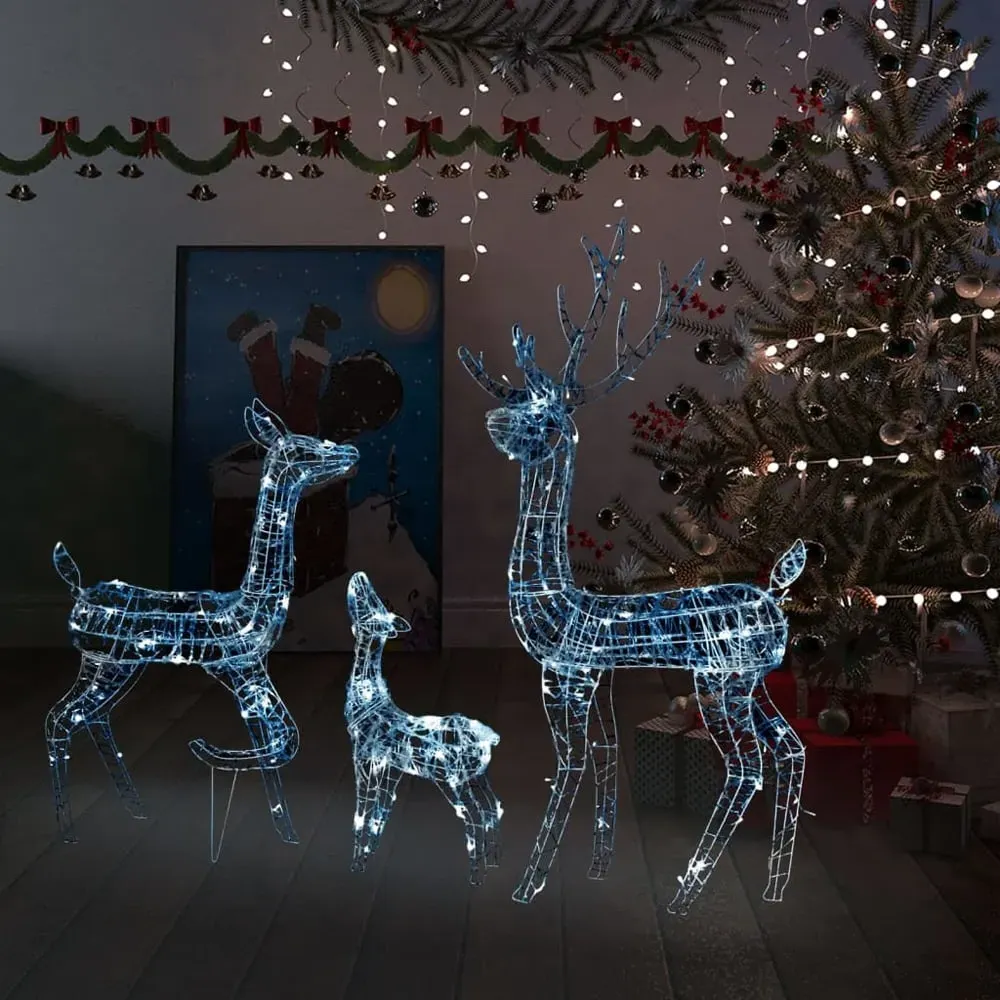 Bethany 300 LED Christmas Reindeer Family - Cold White, Acrylic