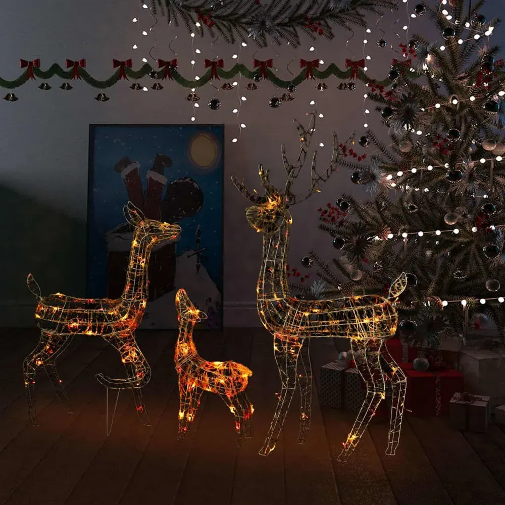 Bethany 300 LED Christmas Reindeer Family - Multicolour, Acrylic