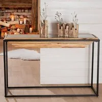 Bethany Console Table - Brown, Glass