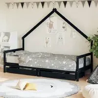 Bethel Single Daybed with Storage - Black, Pine