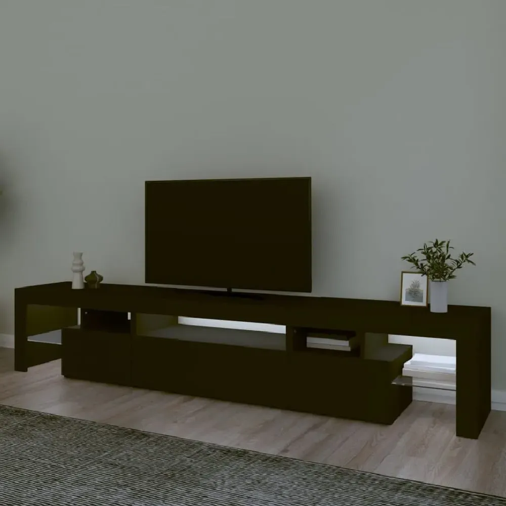 Bethel TV Stand with LED Lights - Black, Engineered Wood