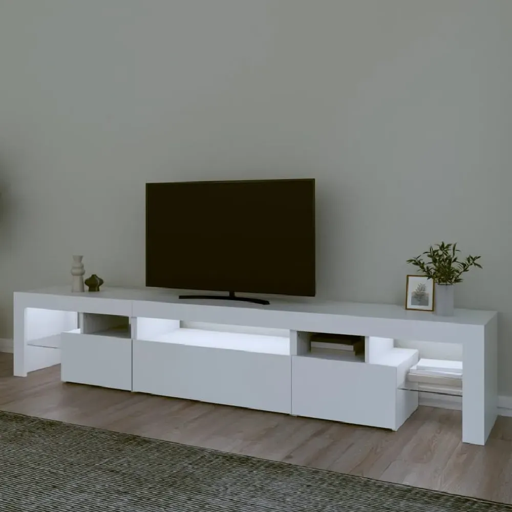 Bethel TV Stand with LED Lights - White, Engineered Wood image