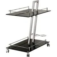Bethesda 2-Shelf Serving Trolley with Bottle Holder - Black