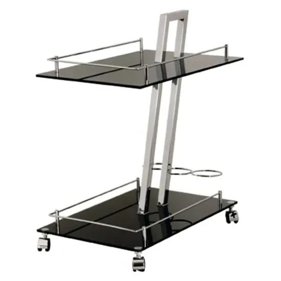 Bethesda 2-Shelf Serving Trolley with Bottle Holder - Black image