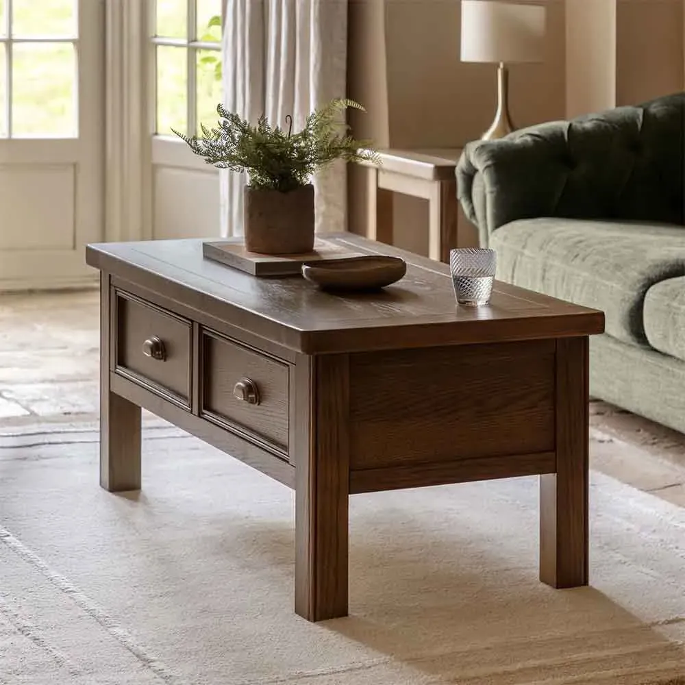 Bethesda Coffee Table with 2 Drawers - Natural, Oak