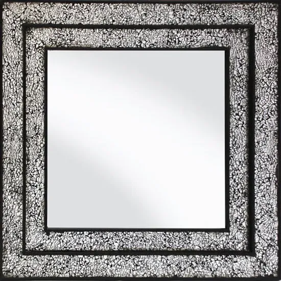 Betsy Square Wall Mirror - Black, Silver Mosaic image