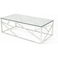 Betty Rectangular Coffee Table - Clear Glass, Stainless Steel