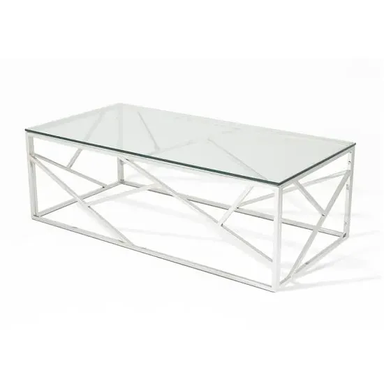 Betty Rectangular Coffee Table - Clear Glass, Stainless Steel