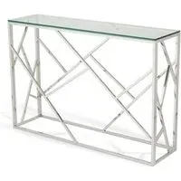 Betty Rectangular Console Table - Clear Glass, Stainless Steel