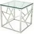Betty Square Lamp Table - Clear Glass, Stainless Steel