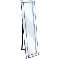 Bevelled Cheval Freestanding Mirror with LED Light - Silver