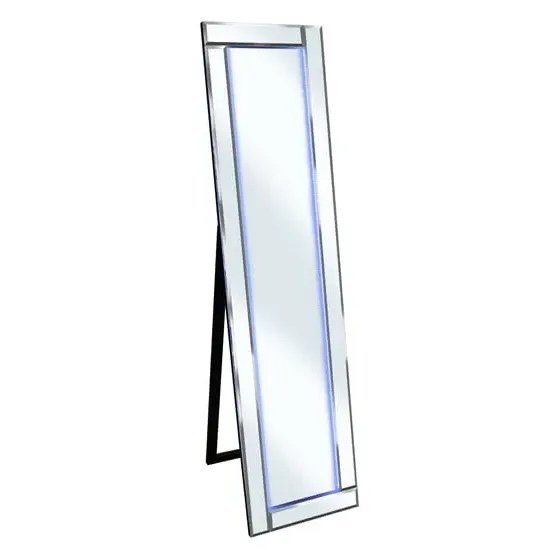 Bevelled Cheval Freestanding Mirror with LED Light - Silver image