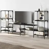 Beverley TV Stand with 8 Shelves - Black, Engineered Wood