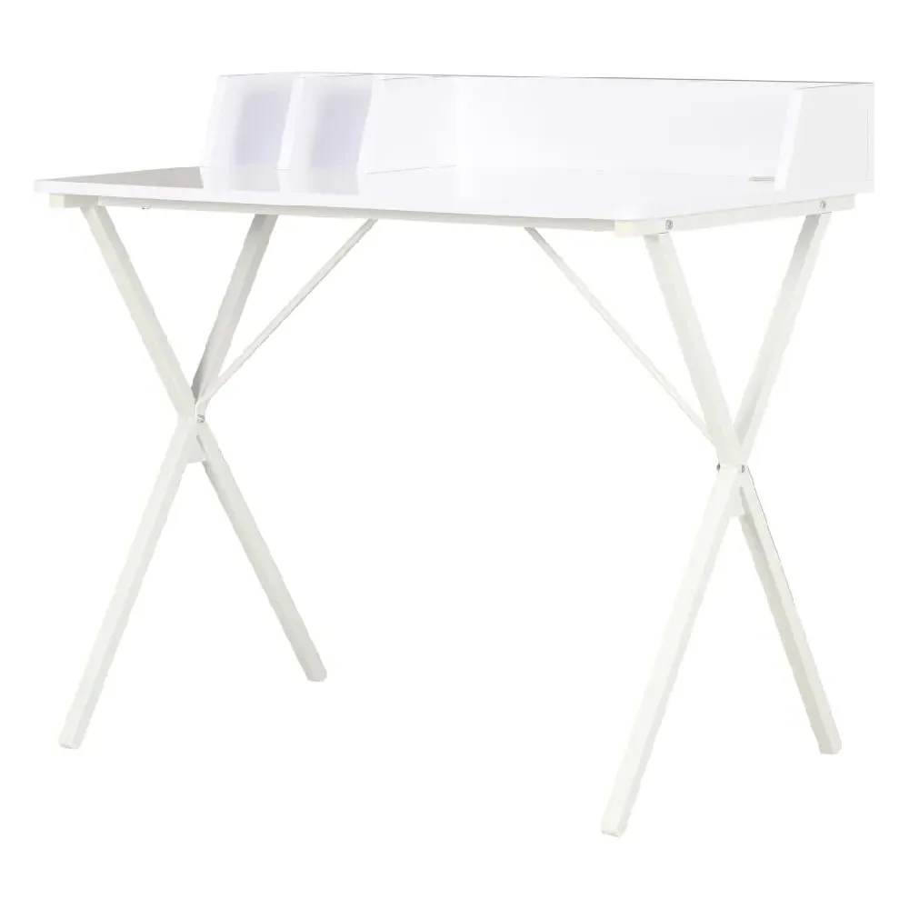 Beverly Laptop Desk with Storage - White, Engineered Wood