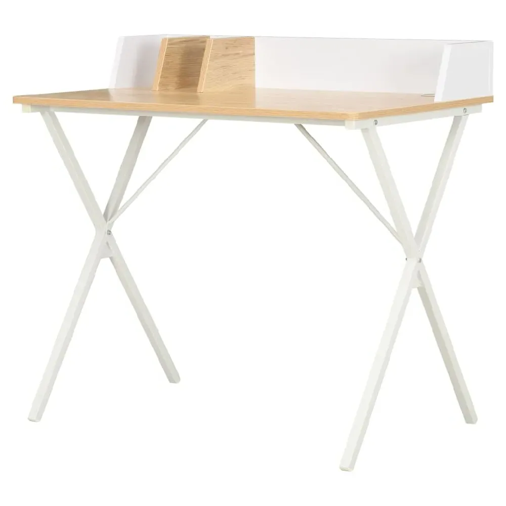 Beverly Laptop Desk with Storage - White, Oak