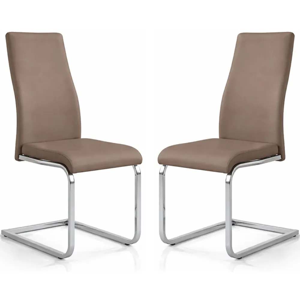 Beverly Pair of Dining Chairs with Chrome Legs - Cappuccino, PU product