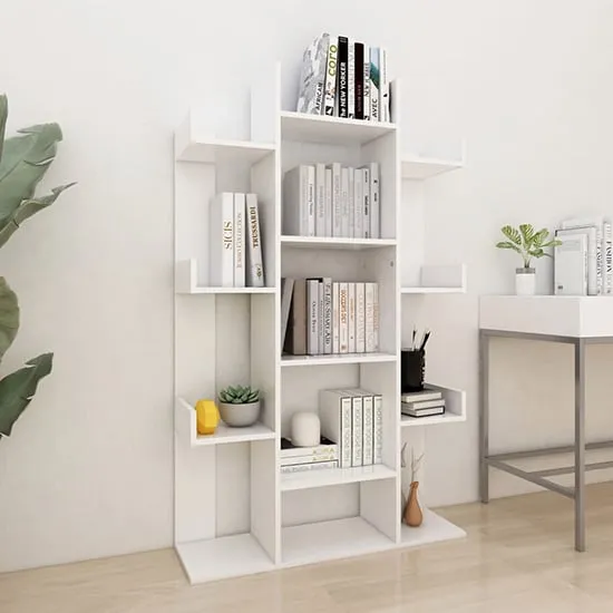 Bevin 13-Shelf Bookcase - White, Chipboard image