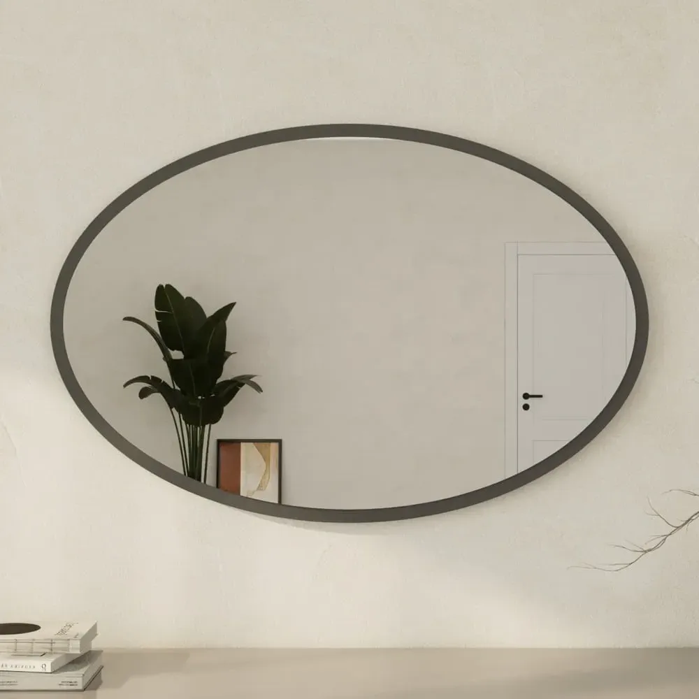 Beyo Oval Wall Mirror - Anthracite, MDF product
