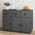 Beyza Pinewood Sideboard with 3 Doors 3 Drawers - Grey