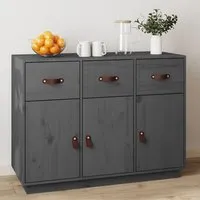 Beyza Sideboard with 3 Doors & 3 Drawers - Grey, Pinewood alternate view